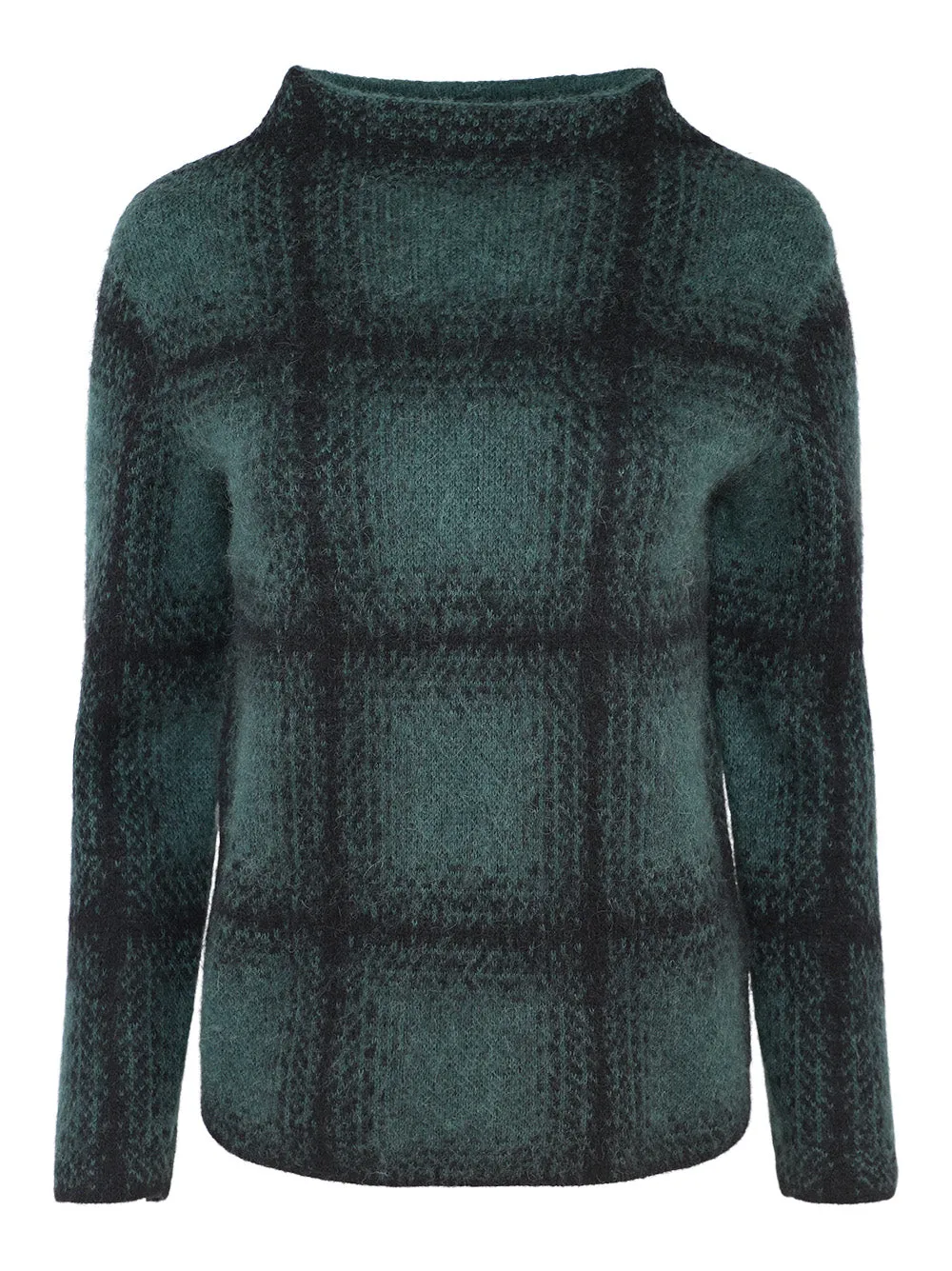 Vince Shadow Plaid Funnel Neck in Juniper Combo