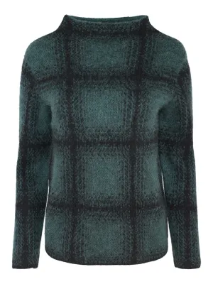 Vince Shadow Plaid Funnel Neck in Juniper Combo