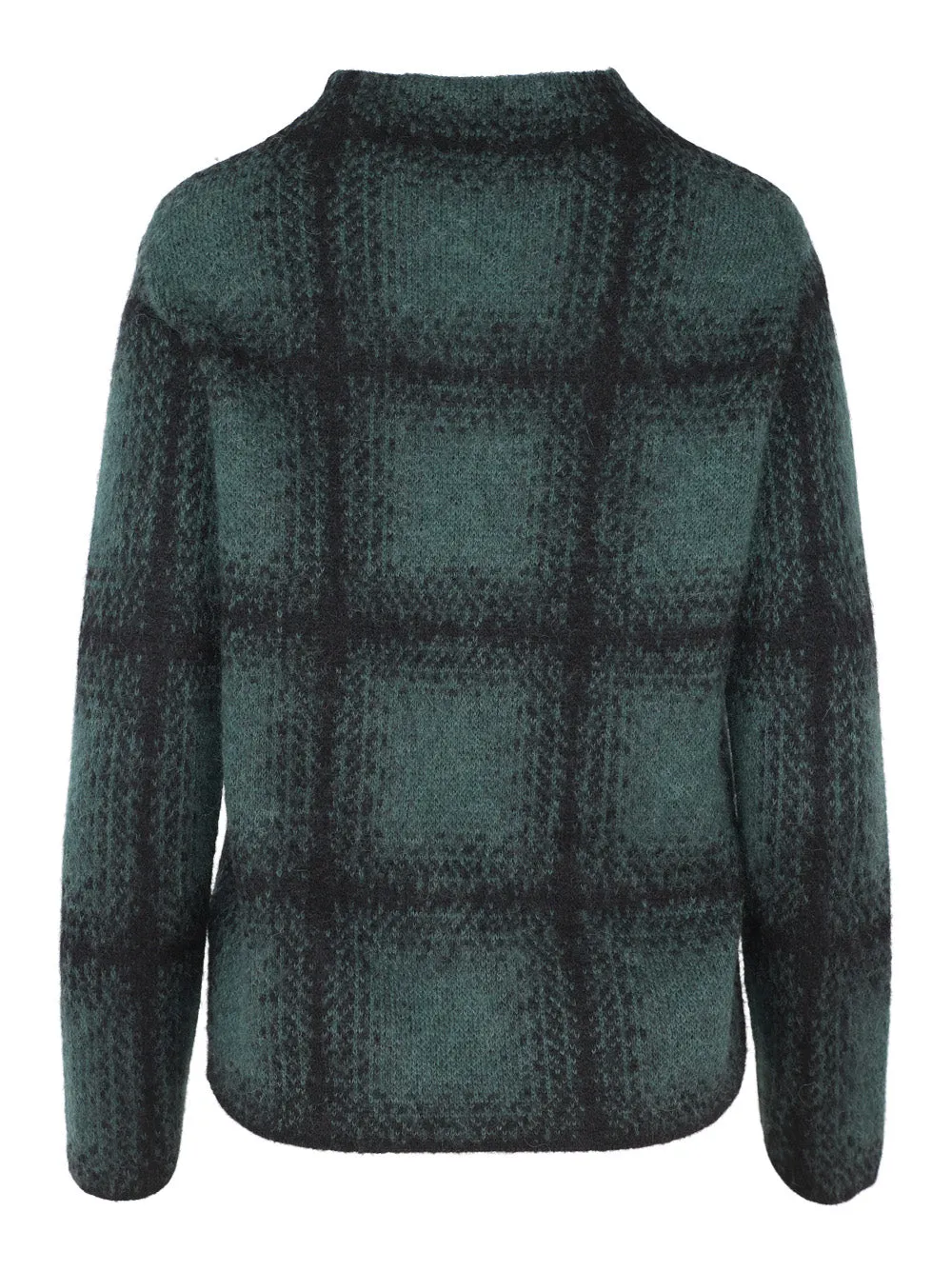 Vince Shadow Plaid Funnel Neck in Juniper Combo