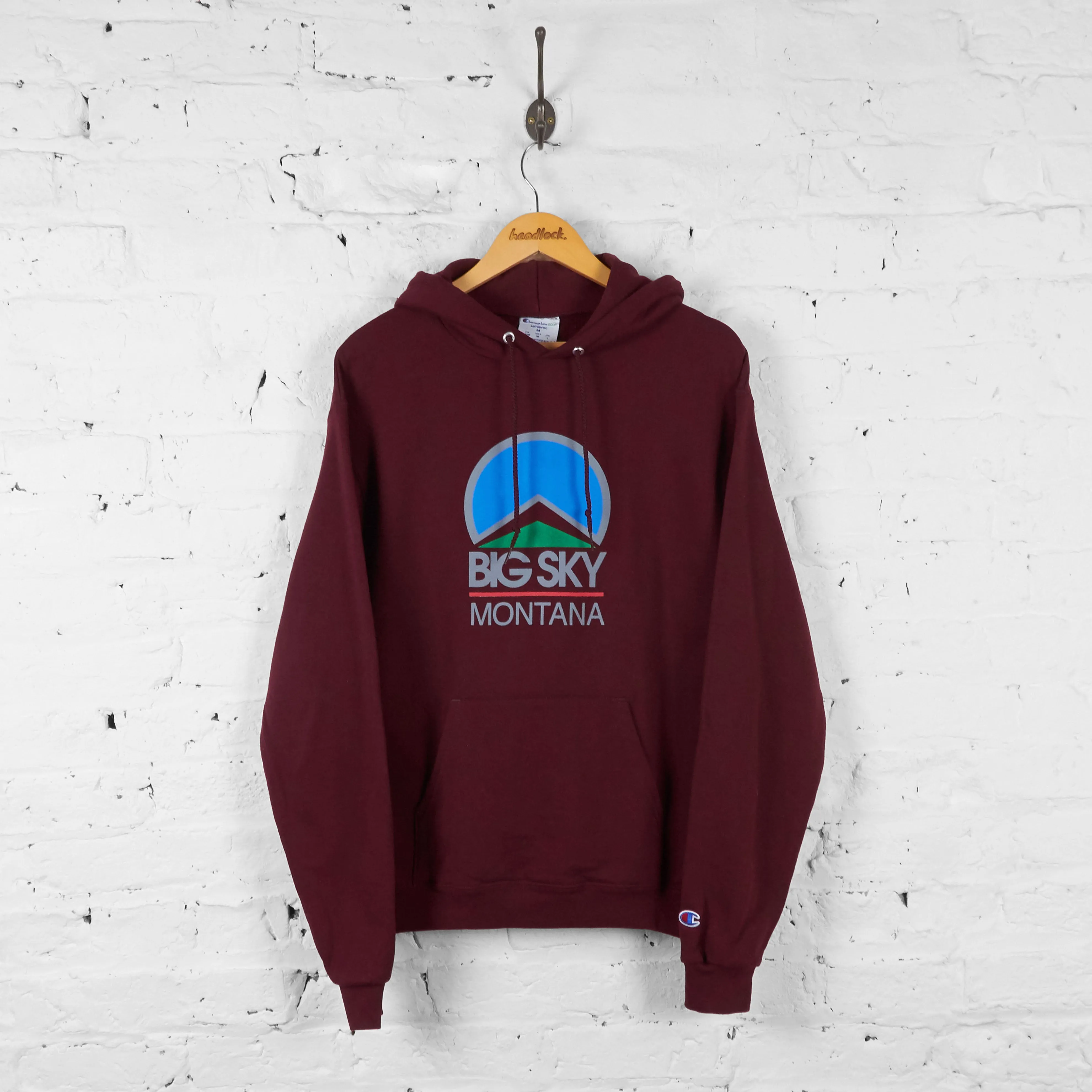 Vintage Champion Big Sky Montana Hoodie - Burgundy - M