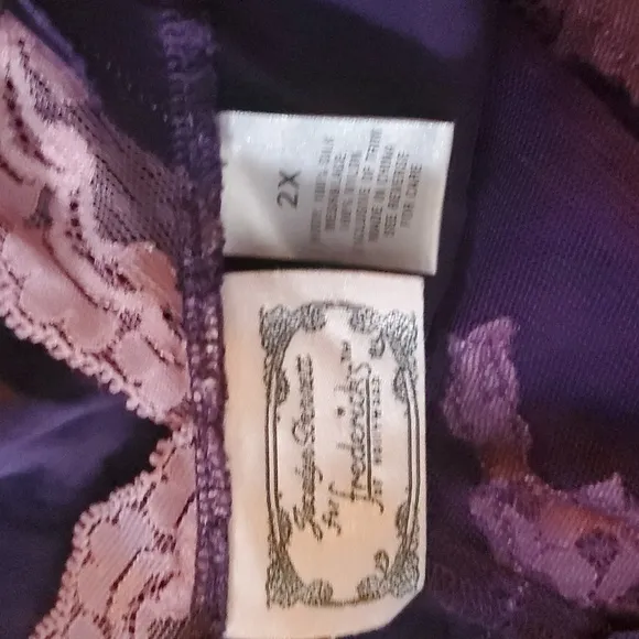 Vintage Fredrick's Silk Lingerie Maxi Dress Size 2X Half Lace Half Silk Beaded