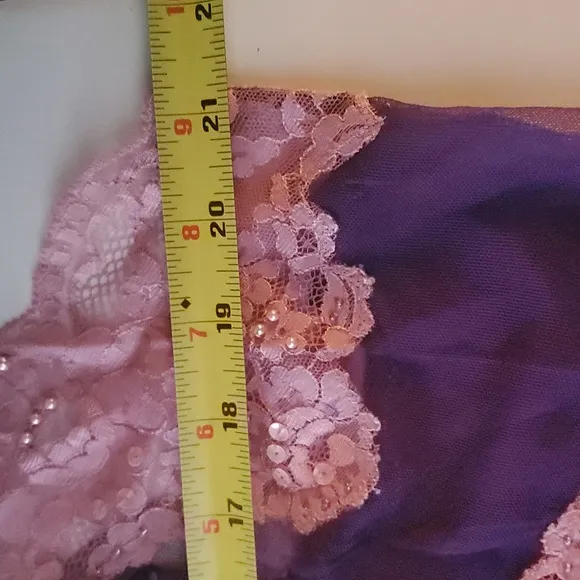 Vintage Fredrick's Silk Lingerie Maxi Dress Size 2X Half Lace Half Silk Beaded