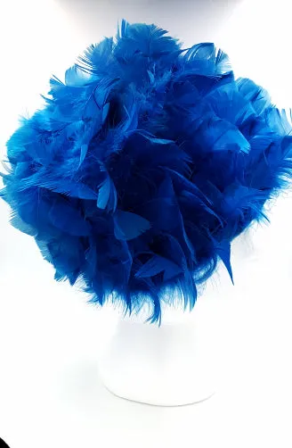 Vintage Wilshire Feather Hat Cobalt Blue Statement Hat Retro Designer Kitschy