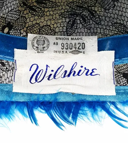 Vintage Wilshire Feather Hat Cobalt Blue Statement Hat Retro Designer Kitschy
