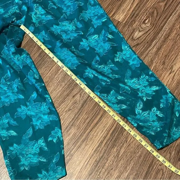 Vintage Victoria’s Secret Gold Label 80’s Sheer Floral Pajama Set Green XS