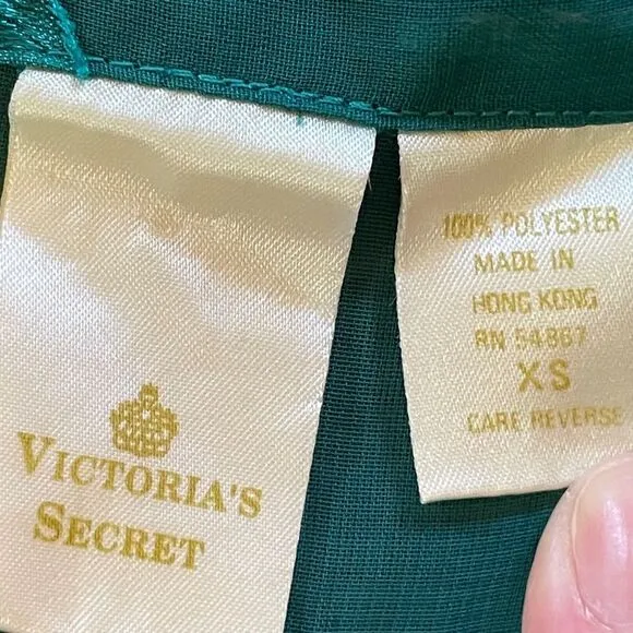Vintage Victoria’s Secret Gold Label 80’s Sheer Floral Pajama Set Green XS