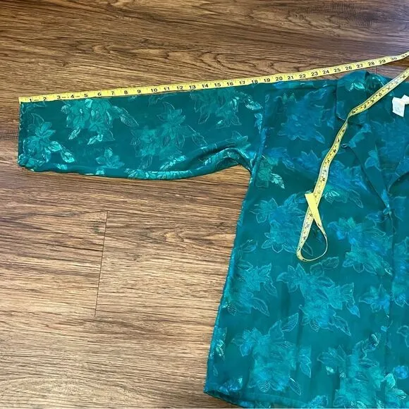 Vintage Victoria’s Secret Gold Label 80’s Sheer Floral Pajama Set Green XS