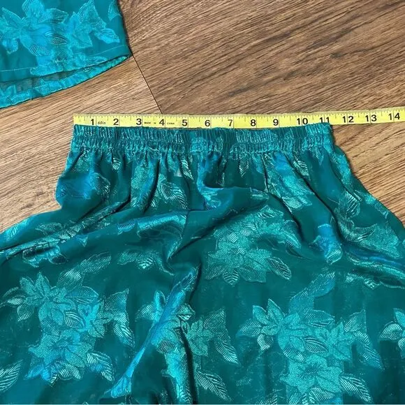 Vintage Victoria’s Secret Gold Label 80’s Sheer Floral Pajama Set Green XS