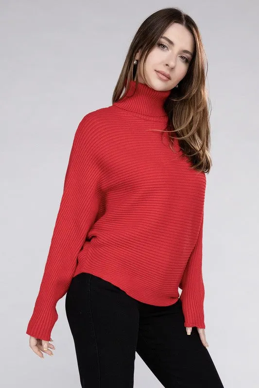 Viscose Dolman Sleeve Turtleneck Sweater in 5 Colors