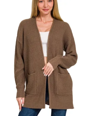 Waffle Cardigan Brown