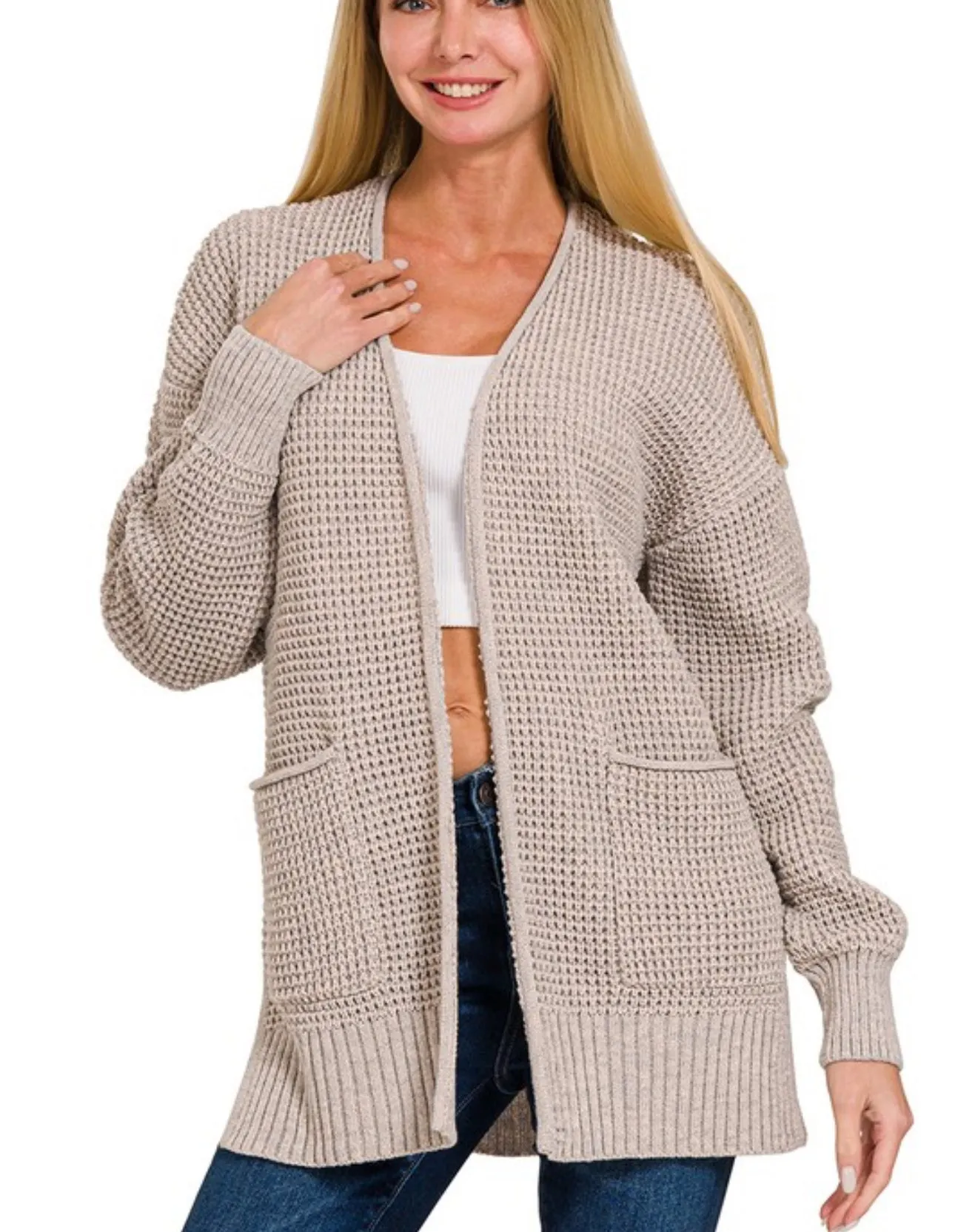 Waffle Cardigan Brown