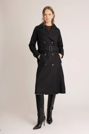 Waterproof Zip-Off Straight-Fit Trenchcoat  | Black