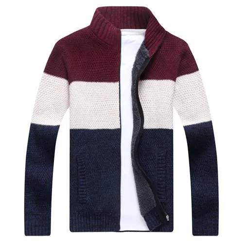 West Louis™ Fashion Striped Knitted Male Sweater