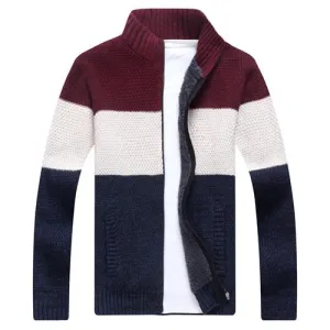 West Louis™ Fashion Striped Knitted Male Sweater