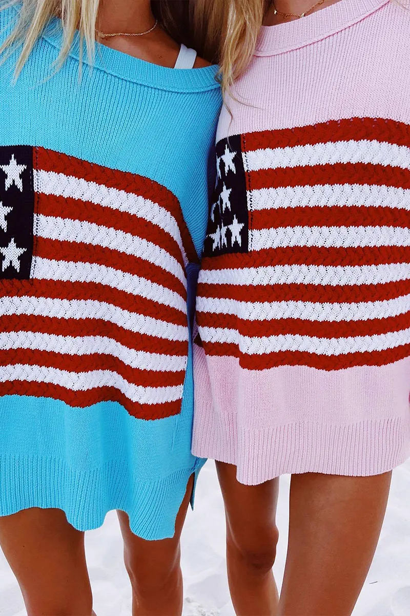 WG0125 US Flag Knitted Sweater