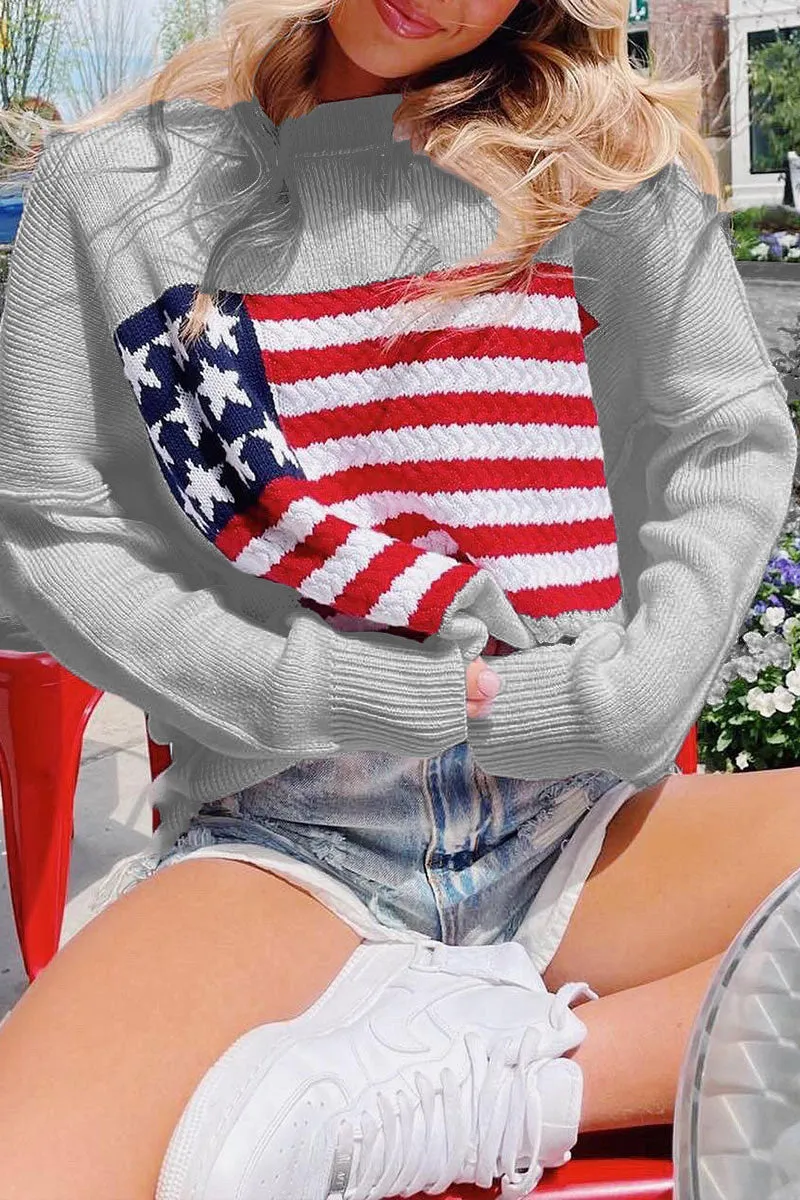 WG0125 US Flag Knitted Sweater