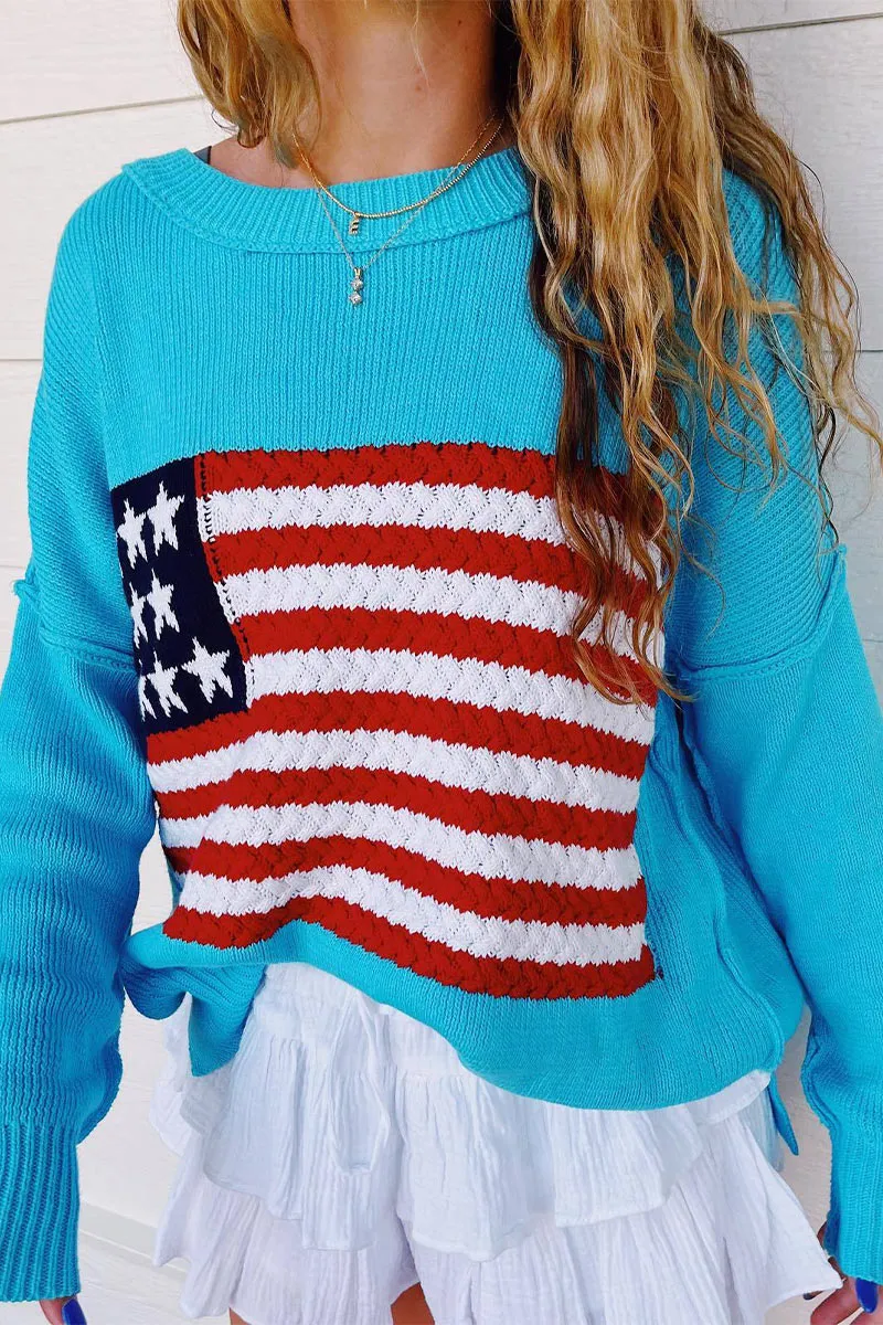WG0125 US Flag Knitted Sweater