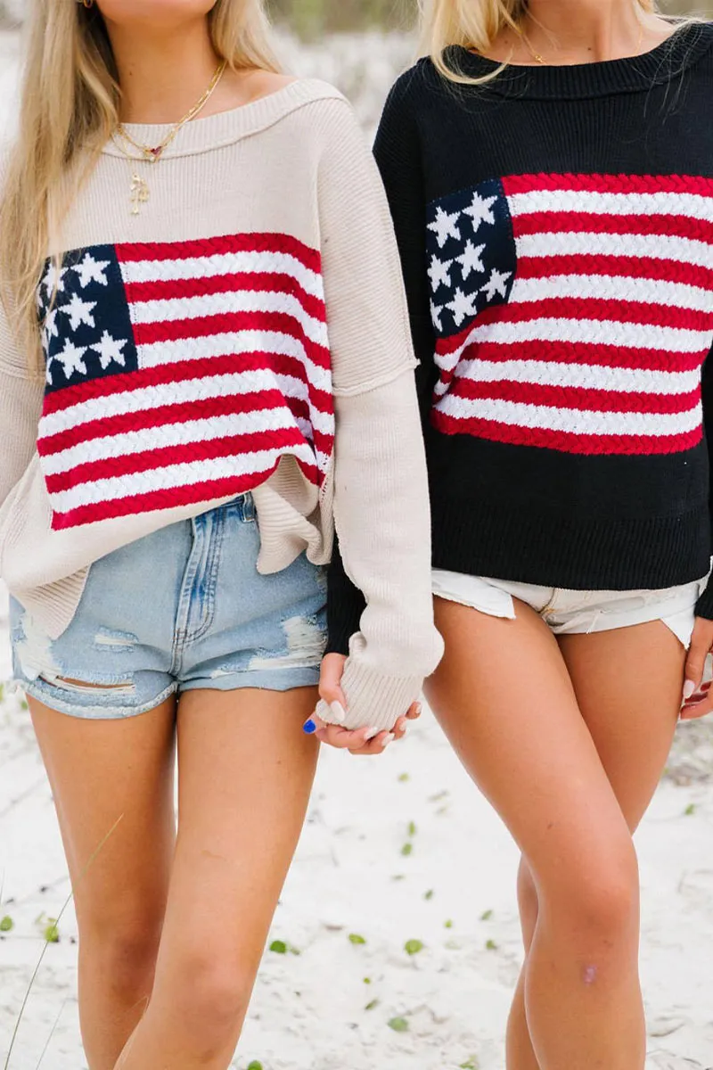 WG0125 US Flag Knitted Sweater