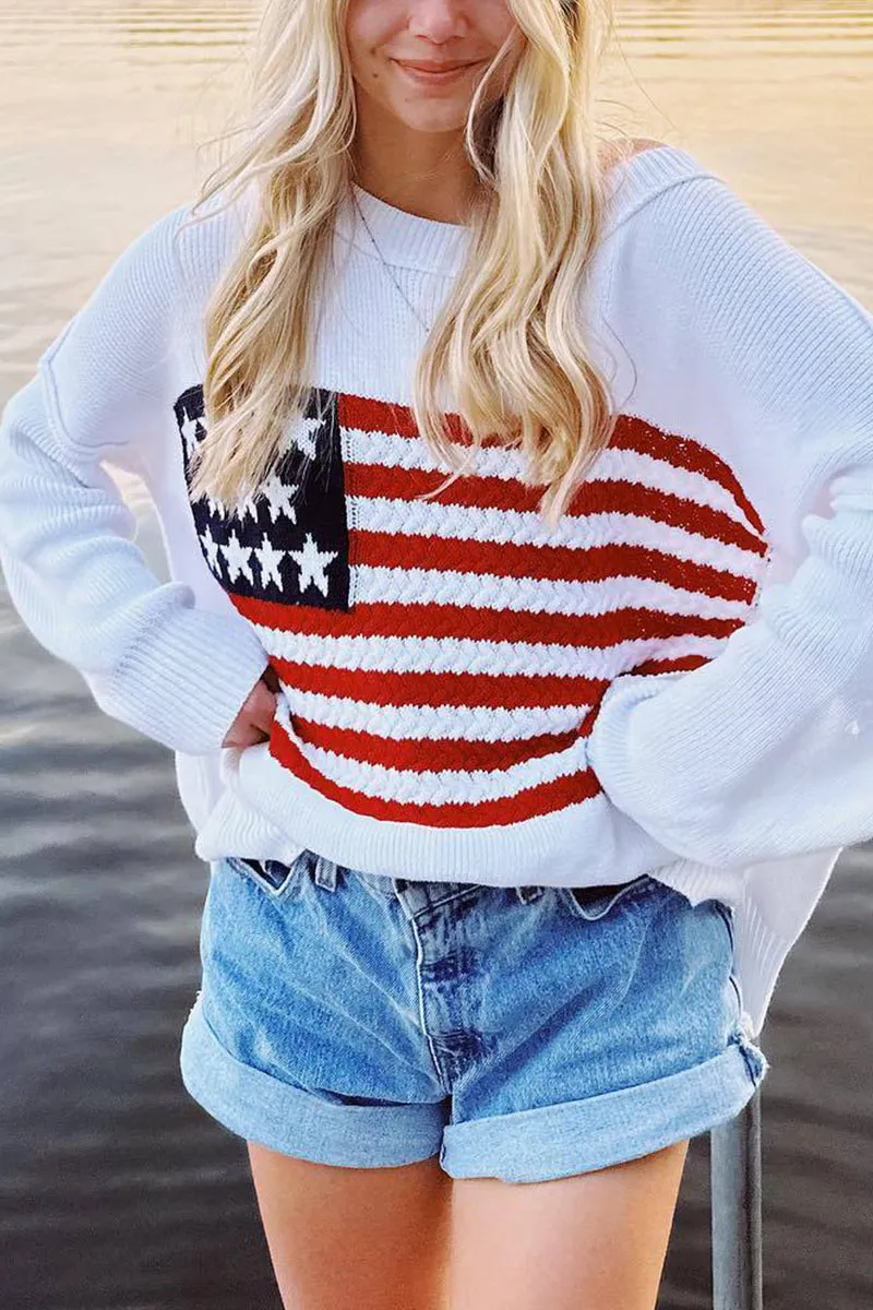 WG0125 US Flag Knitted Sweater