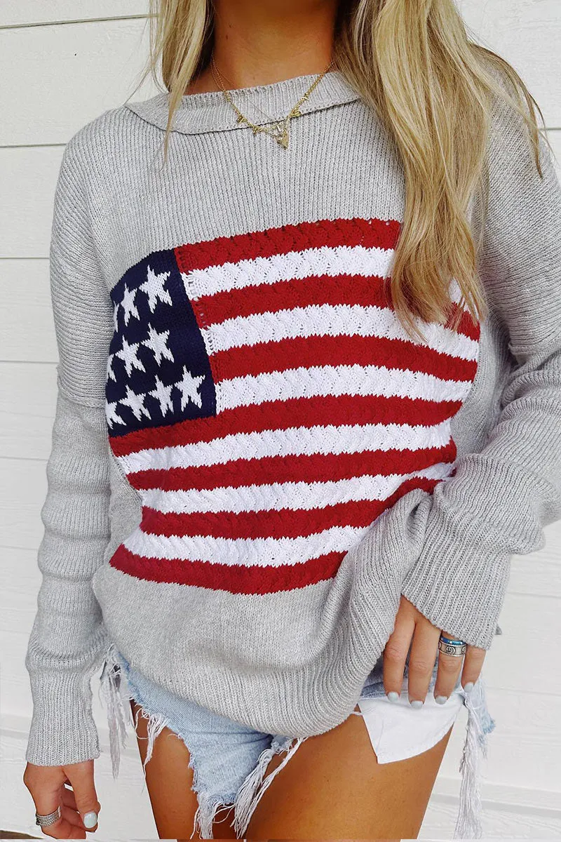 WG0125 US Flag Knitted Sweater