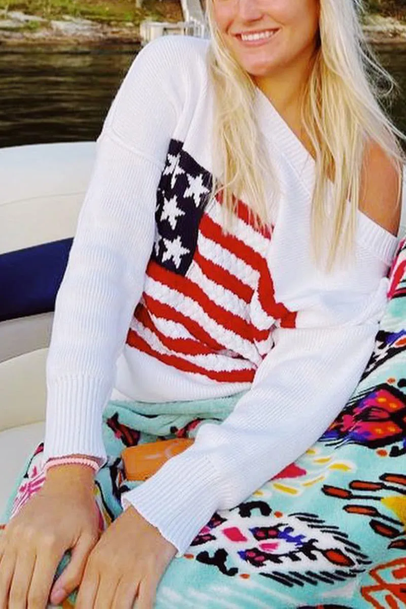WG0125 US Flag Knitted Sweater