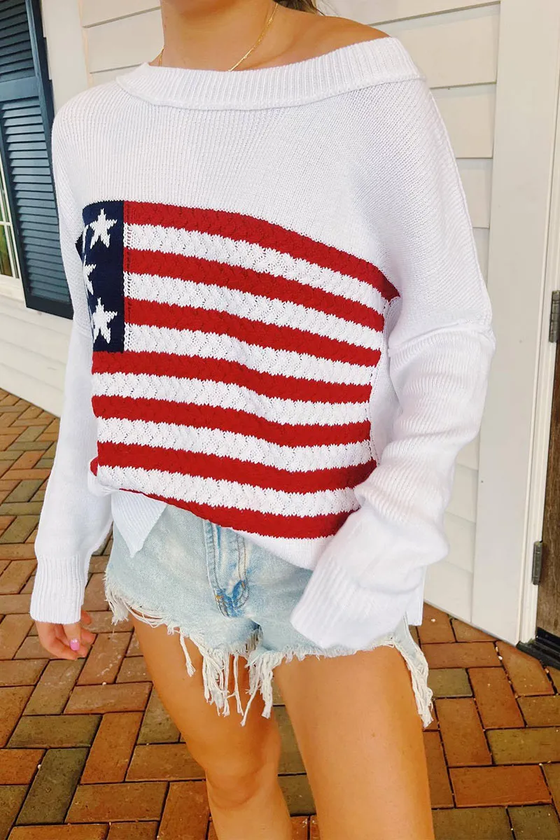 WG0125 US Flag Knitted Sweater