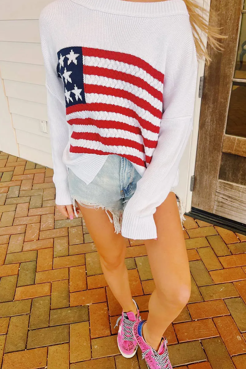 WG0125 US Flag Knitted Sweater