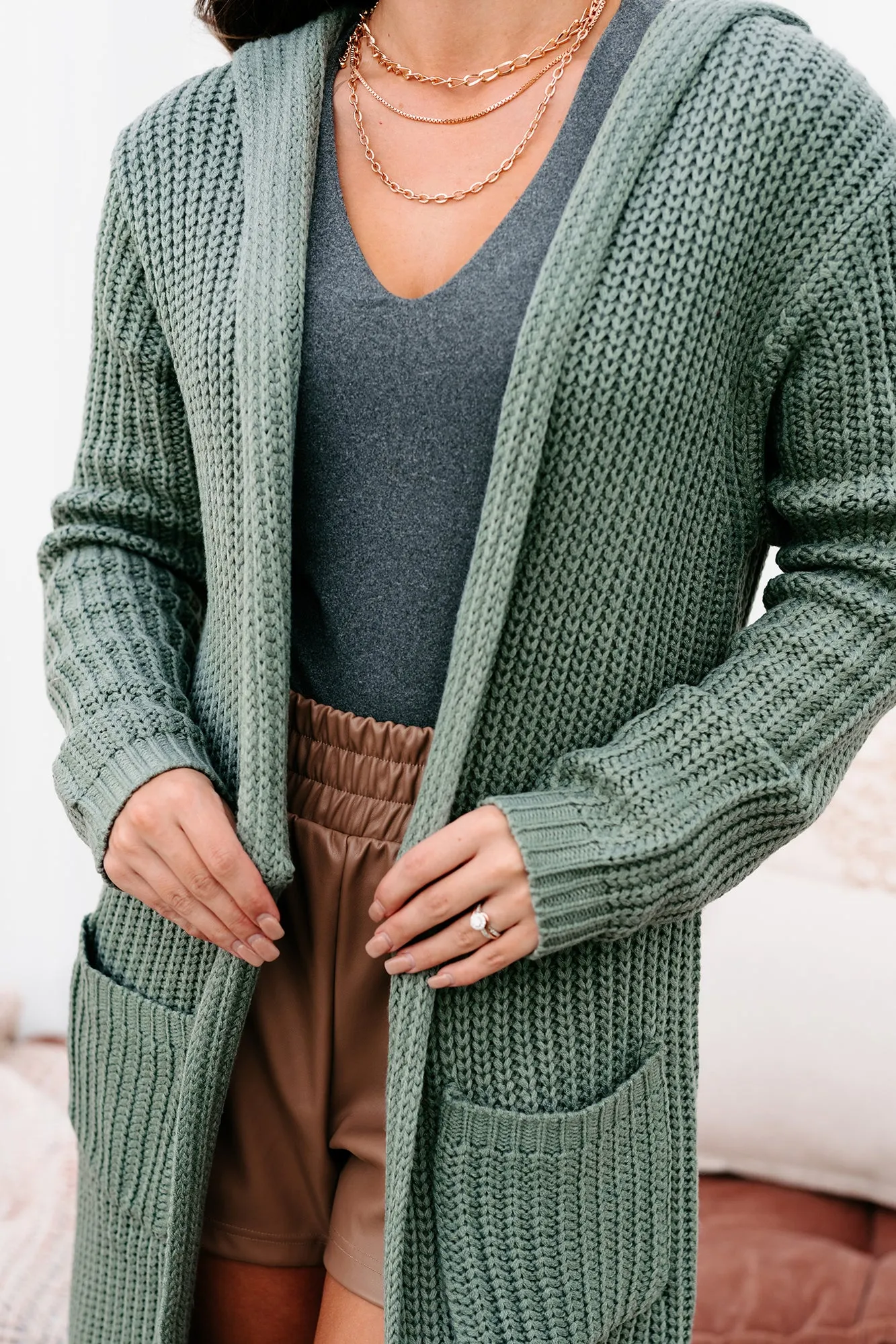 What Really Matters Hooded Cardigan (Sea Green)