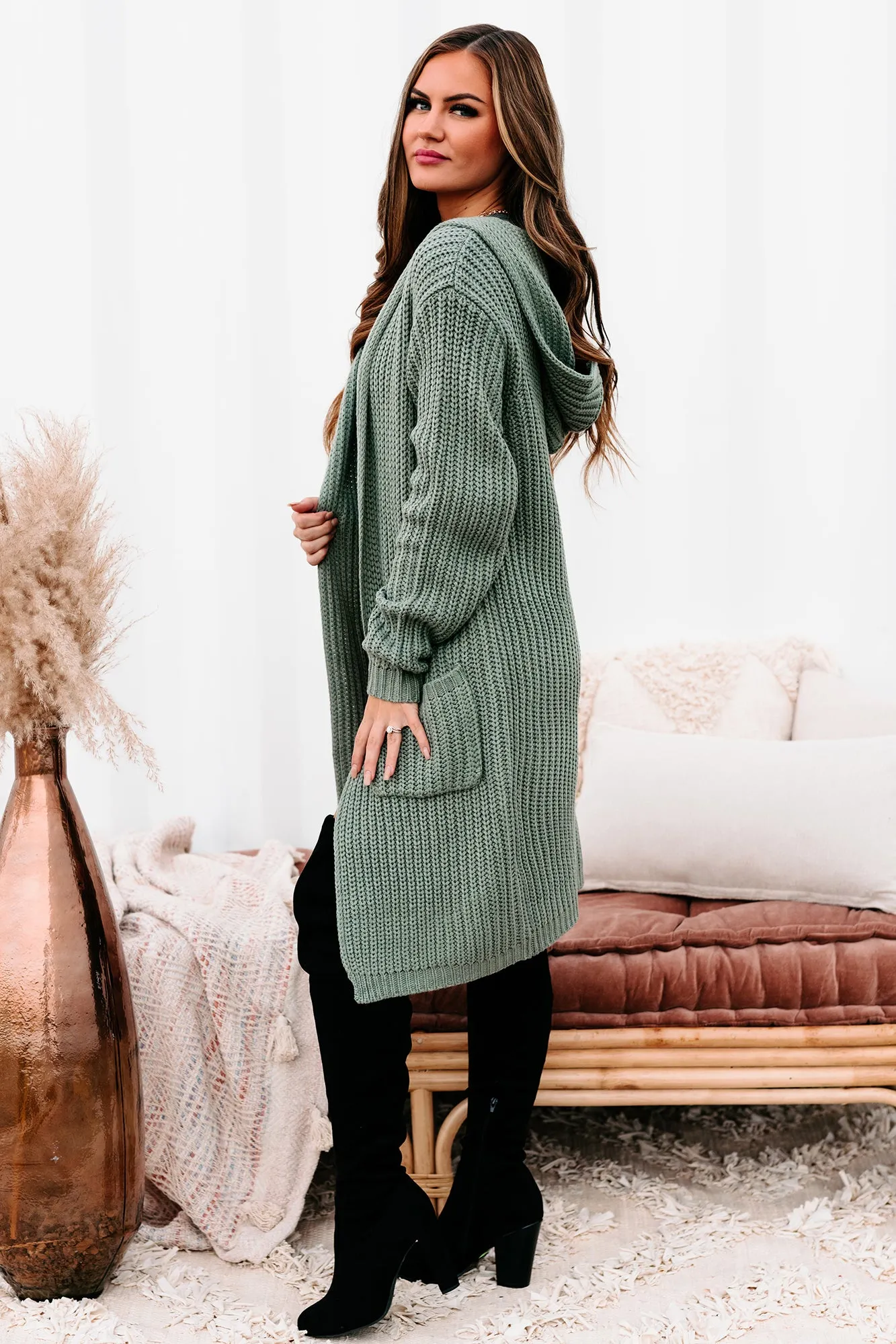 What Really Matters Hooded Cardigan (Sea Green)