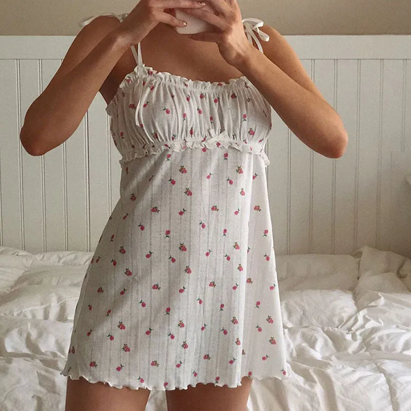 White Sleeveless Lace Strap Floral Dress