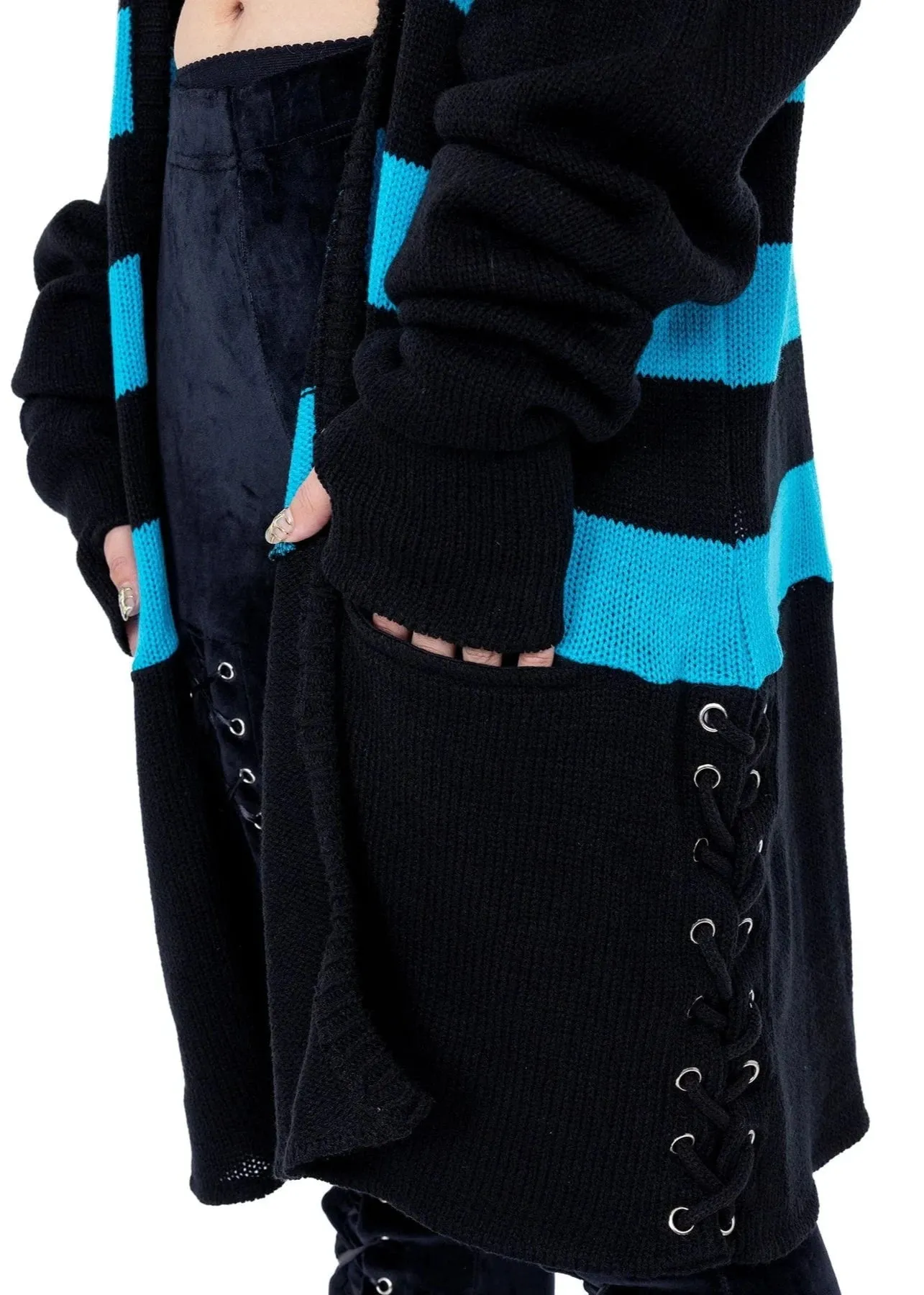 Willa Long Blue Black Cardigan