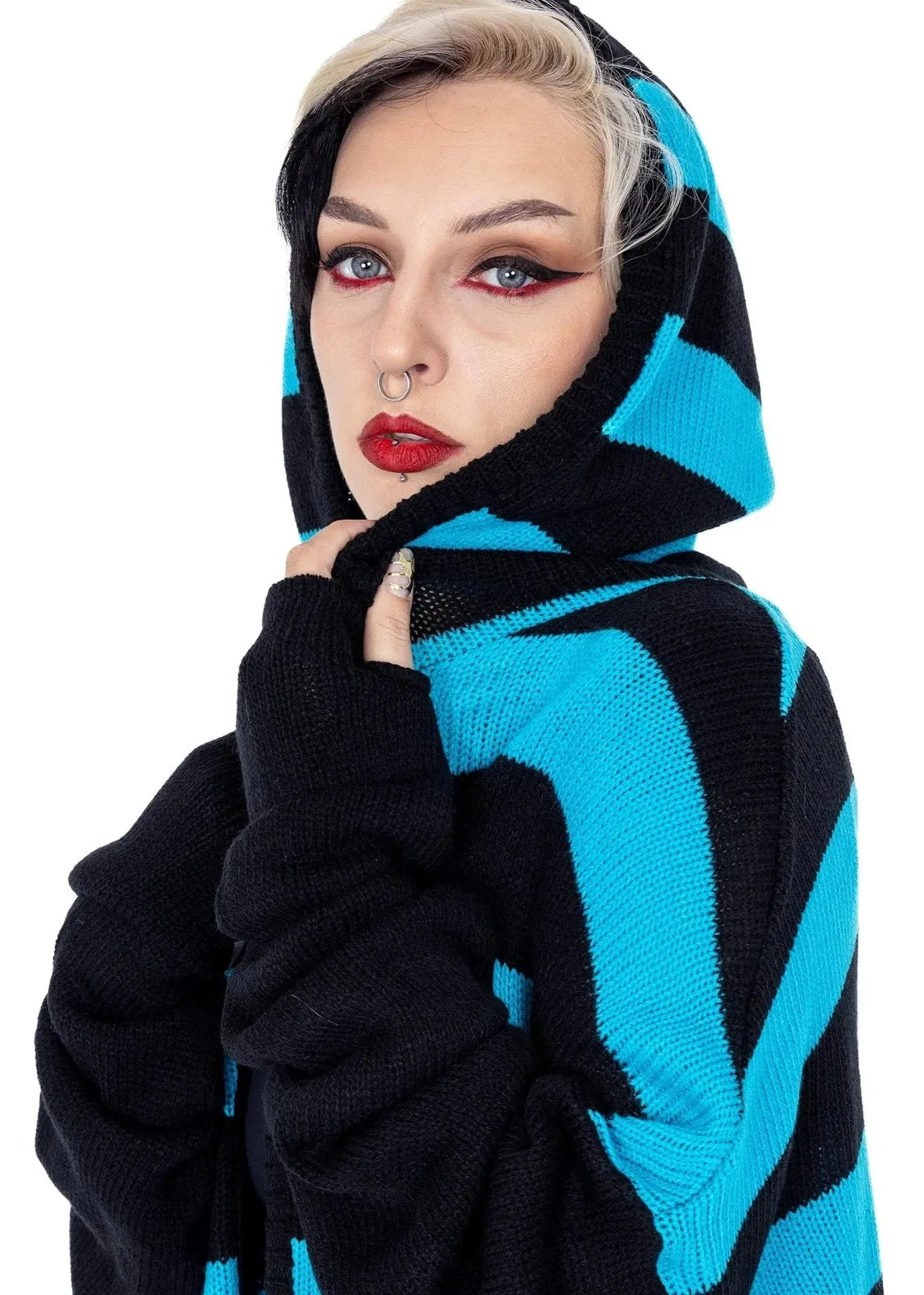 Willa Long Blue Black Cardigan
