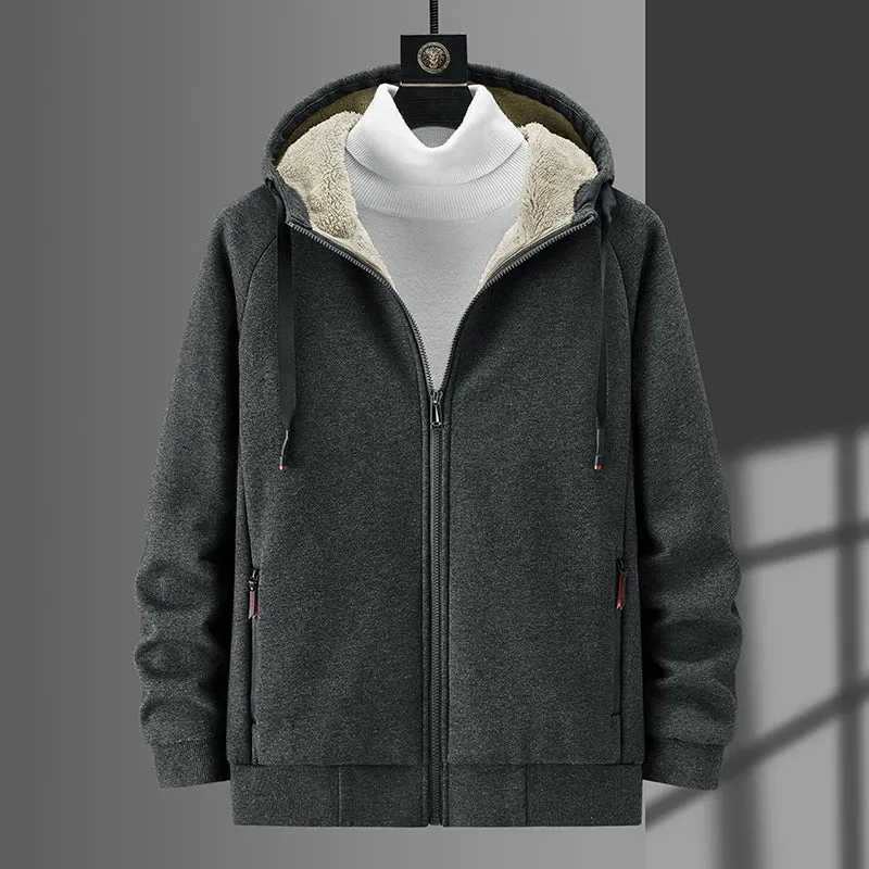 Winter Fleece Hoodies for Men - Thickened Sweatshirts with Lamb Fleece Lining