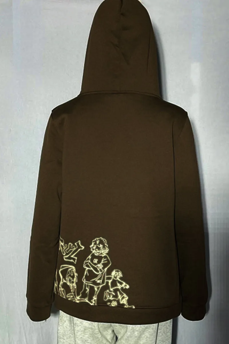 WJ0505 Fleece Graphic Hoodie Sweatshirt
