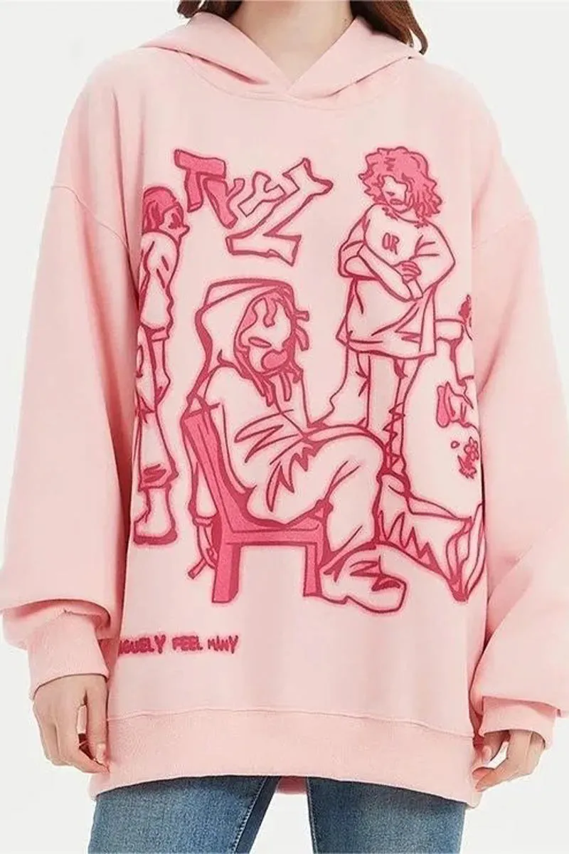 WJ0505 Fleece Graphic Hoodie Sweatshirt