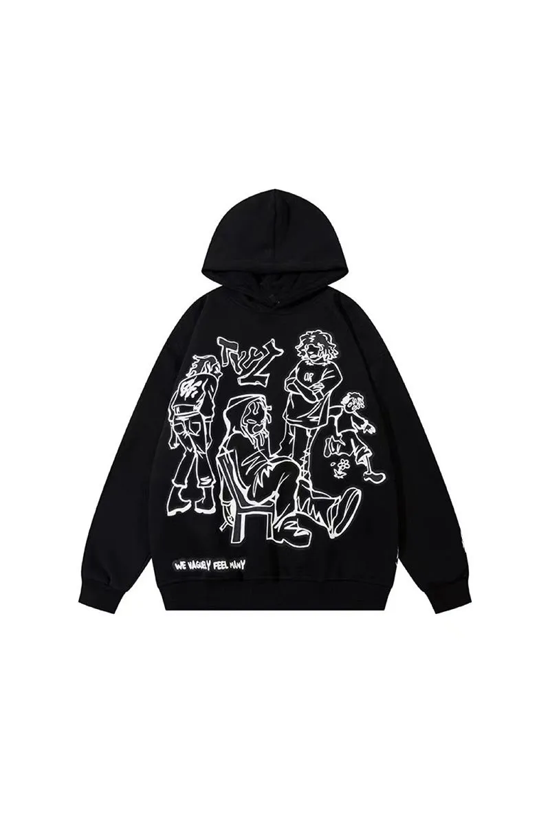 WJ0505 Fleece Graphic Hoodie Sweatshirt