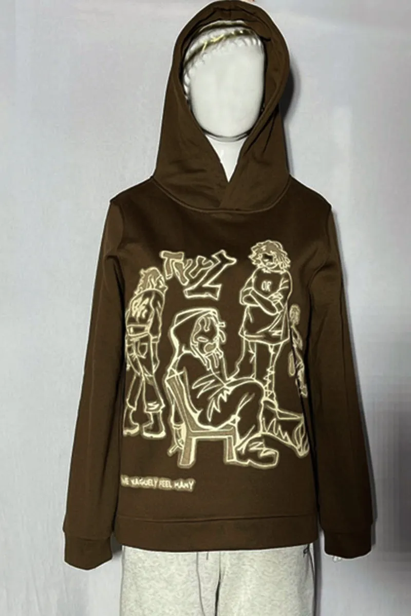 WJ0505 Fleece Graphic Hoodie Sweatshirt