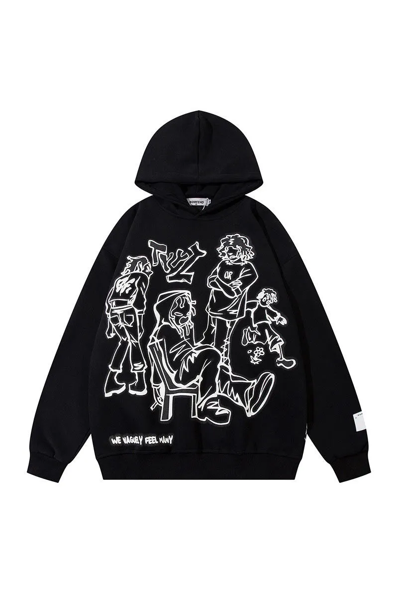 WJ0505 Fleece Graphic Hoodie Sweatshirt