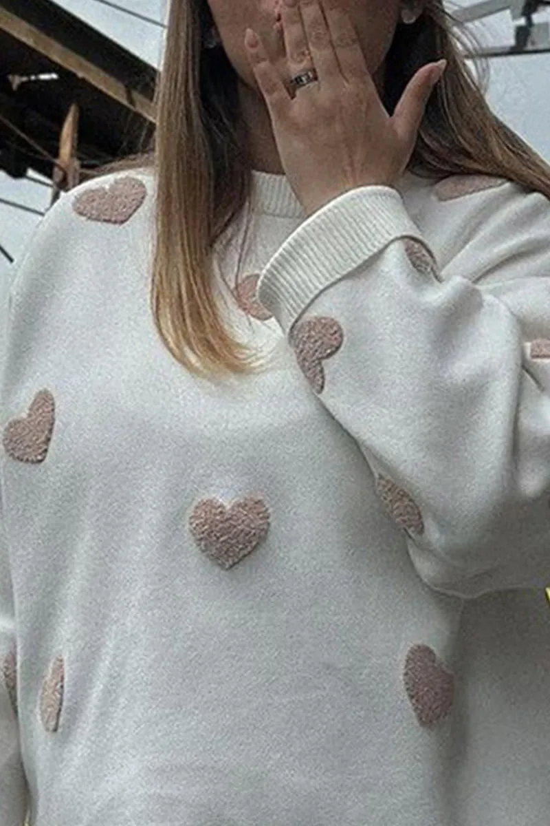 WK0110 Hearts Loose Fit Sweater