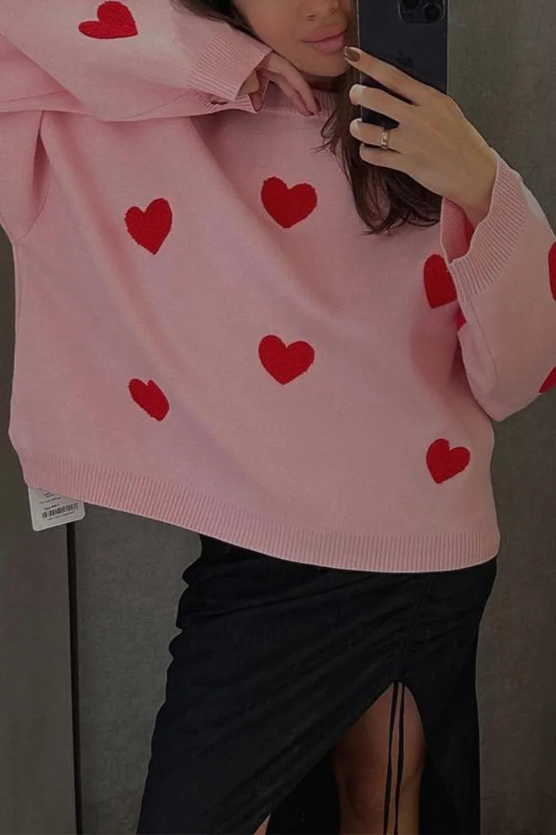 WK0110 Hearts Loose Fit Sweater