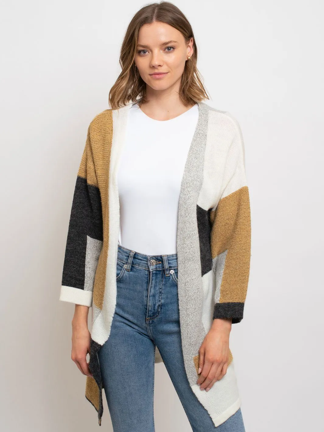 WOMEN'S COLOR BLOCK CARDIGAN