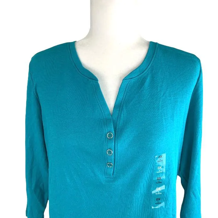 Women's Cotton Henley V-Neck Tops Sweaters