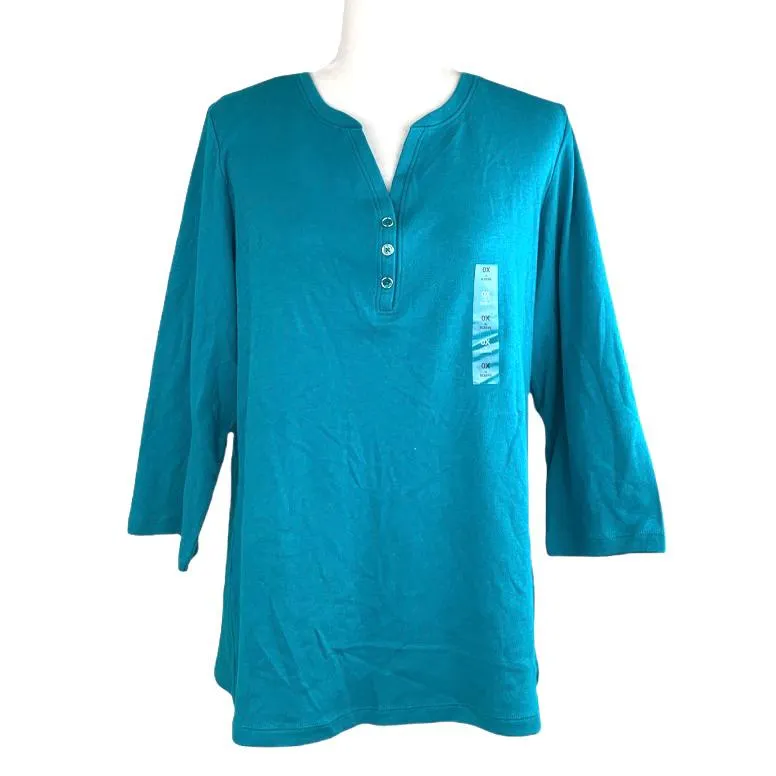 Women's Cotton Henley V-Neck Tops Sweaters