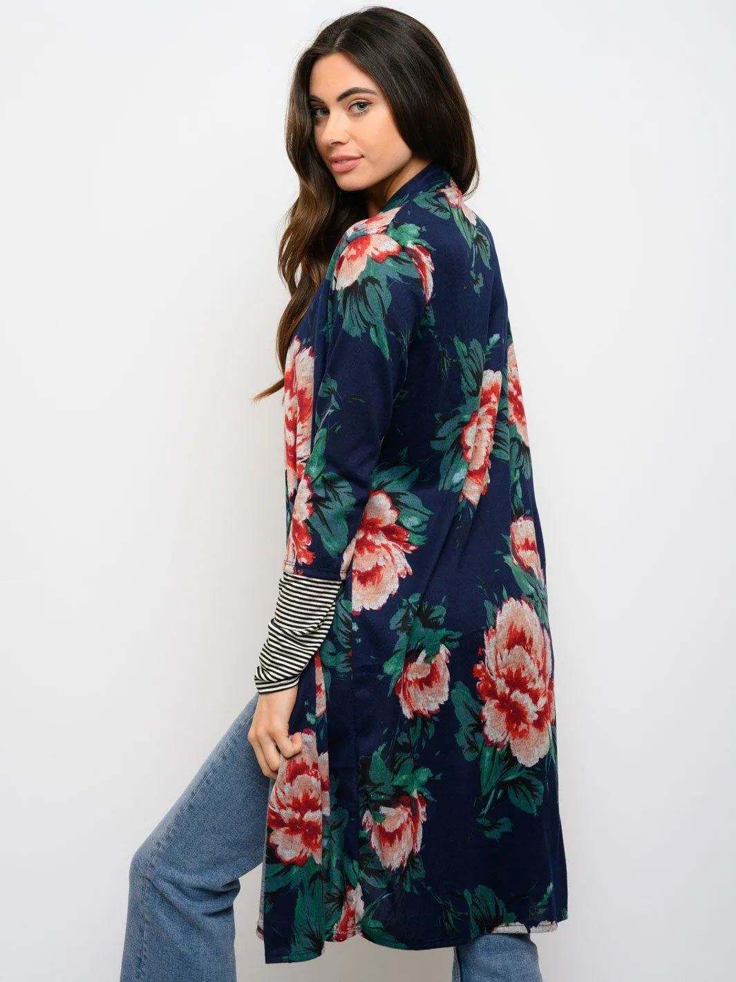 WOMEN'S FLORAL LONG SLEEVE CARDIGAN