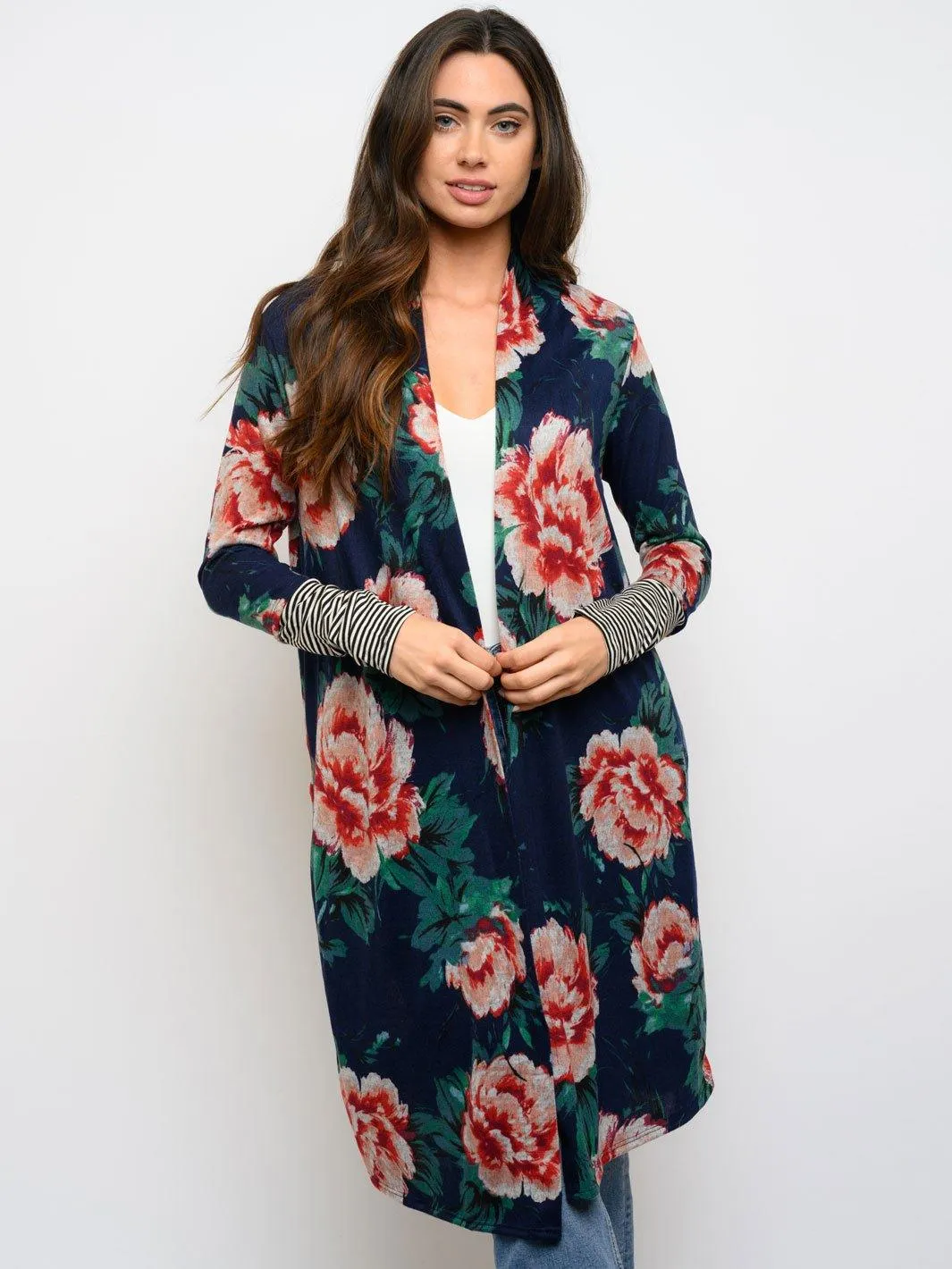 WOMEN'S FLORAL LONG SLEEVE CARDIGAN