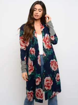 WOMEN'S FLORAL LONG SLEEVE CARDIGAN