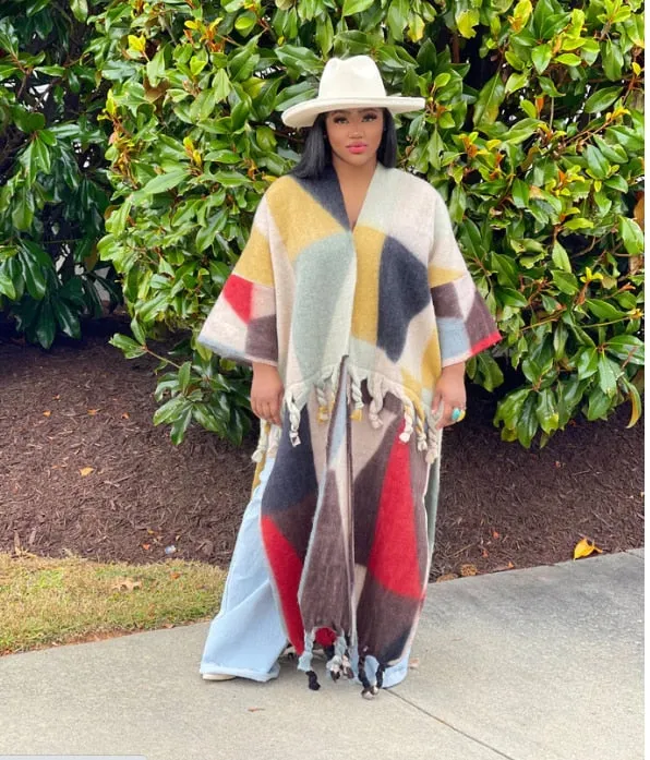 Women's Fuzzy Long Cardigans African Blogger Oversized Open Front Loose Kimonos