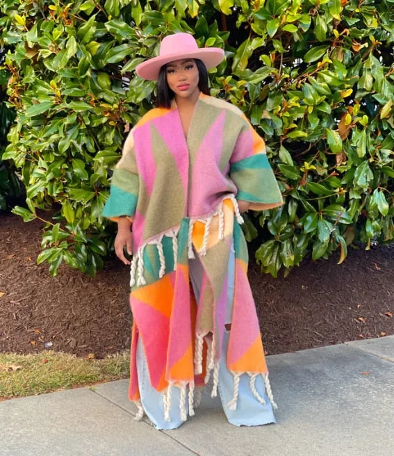 Women's Fuzzy Long Cardigans African Blogger Oversized Open Front Loose Kimonos