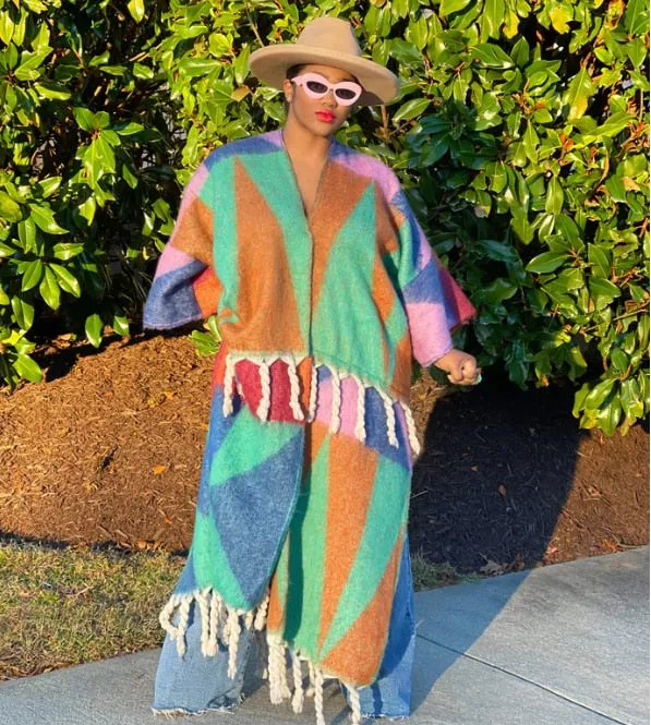 Women's Fuzzy Long Cardigans African Blogger Oversized Open Front Loose Kimonos