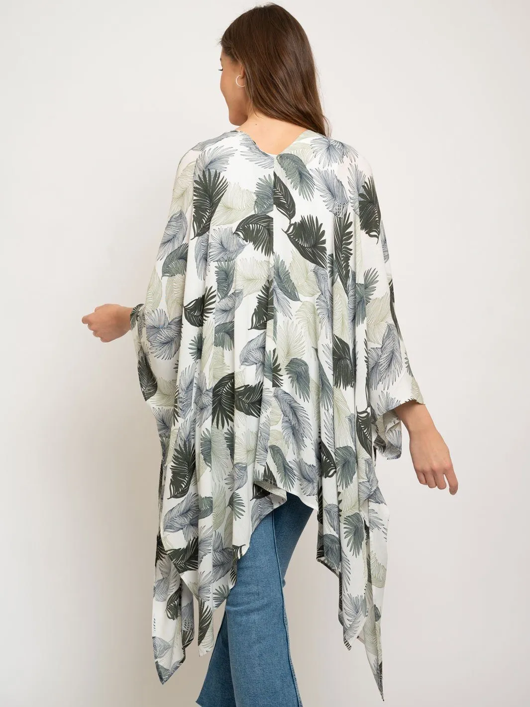 WOMEN'S LEAF PRINT CARDIGAN